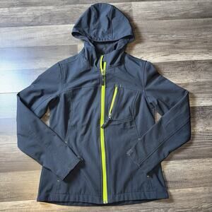 Free Tech Women’s XS Softshell Jacket Hooded Gray Neon Zip Outdoor Activewear